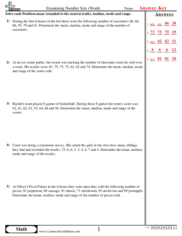  - Examining Number Sets (Word) worksheet